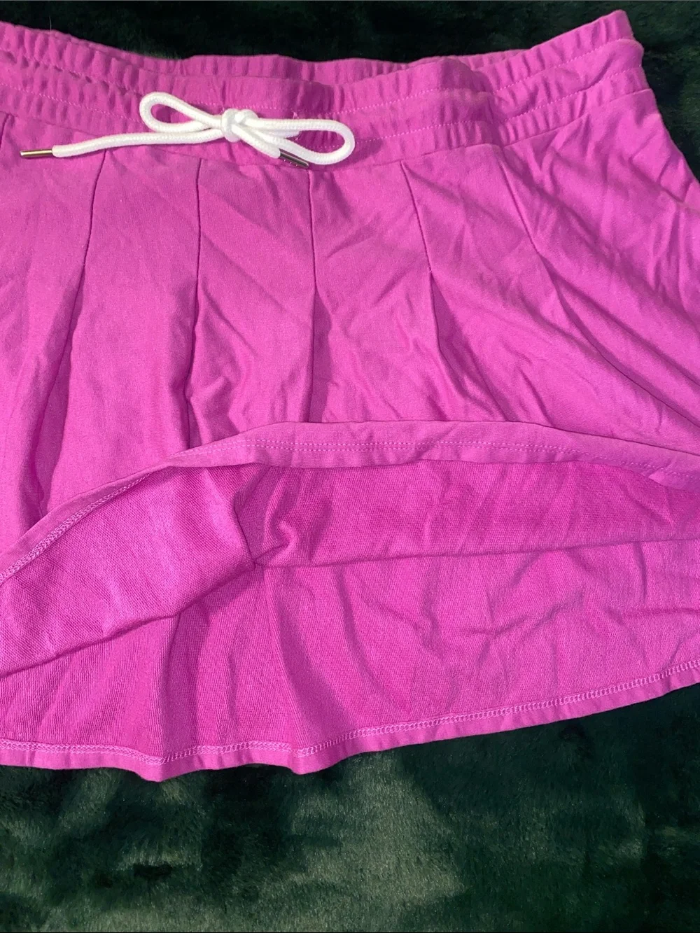 No Boundaries Bright Pink Pleated Skater Skirt with White Drawstring